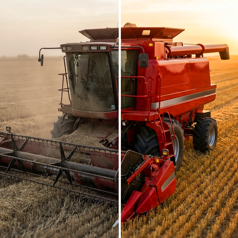 Combines & harvesters before and after ceramic coating