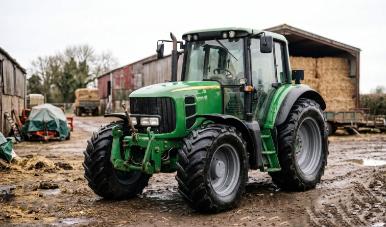 Green John Deere tractor after ceramic coating