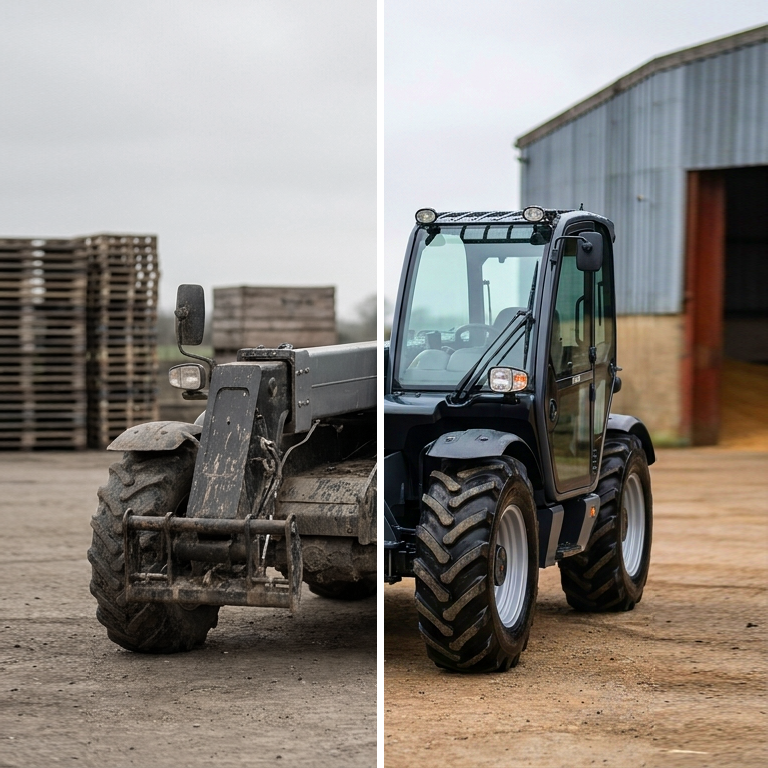 Telehandlers before and after ceramic coating