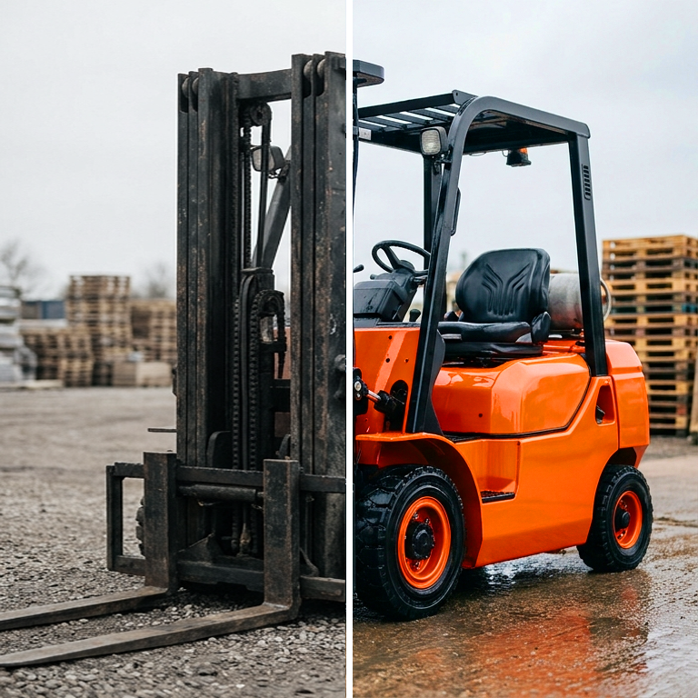 Forklifts before and after ceramic coating